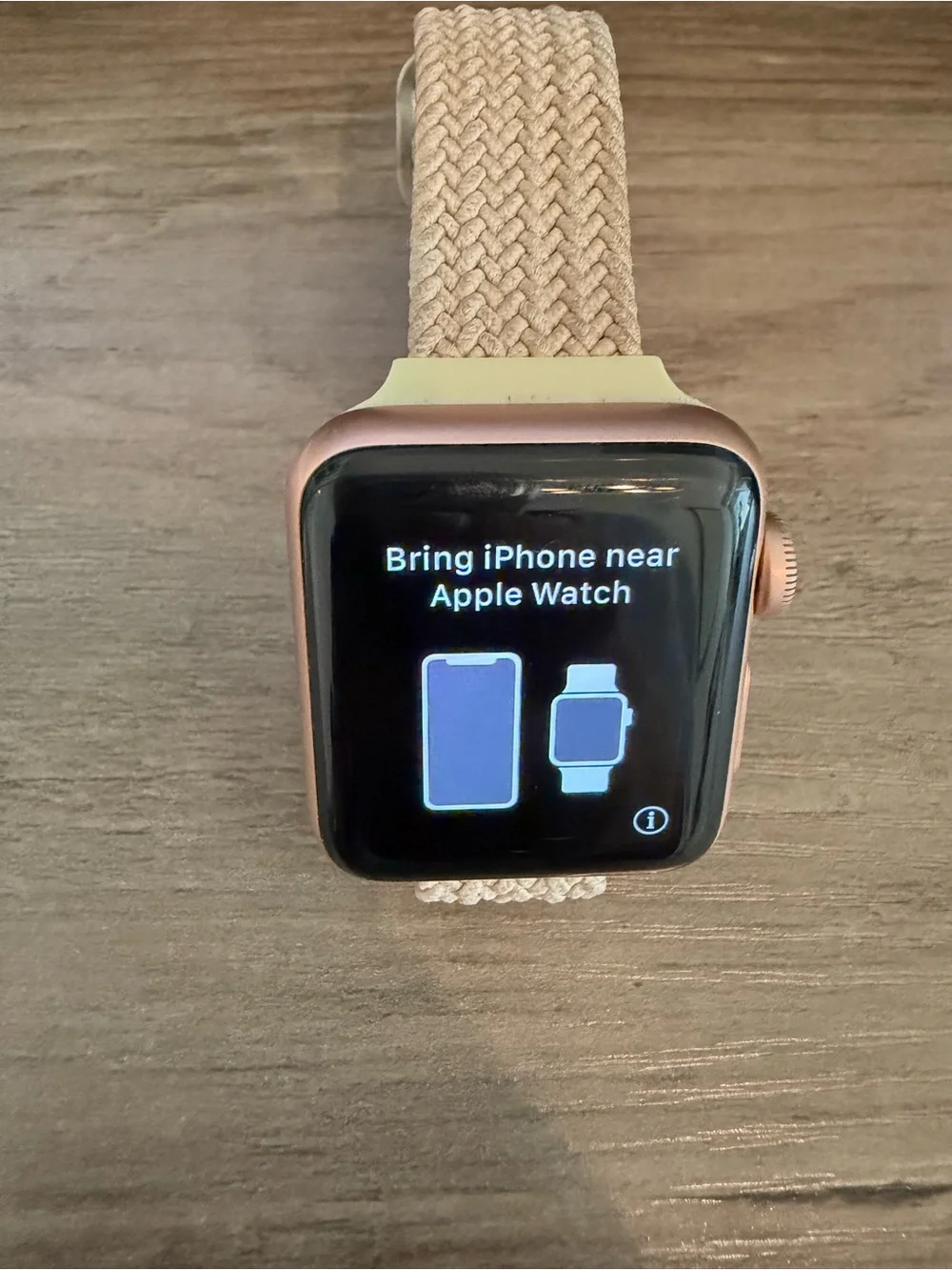 Apple Watch Rose Gold with Cream Braided Loop